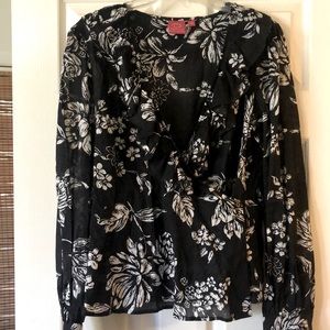 Size 12 Oscar De La Renta black and white blouse